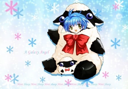 Mint Blancmanche - anime, sheep, costume, snowflakes, snow, mint blancmanche, galaxy angel