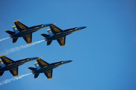 blue angels - aircraft, smoke, blue, planes