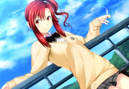 Himori Shii - game, cg art, girl, beauty, joker, himori, wall