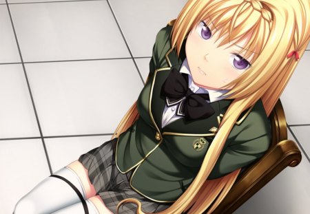 Koharbi Hinageshi and Closed Door - game, cg art, girl, beauty, joker, hinageshi, wall