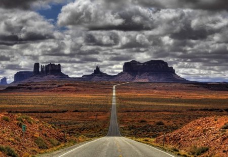 lonesome highway - mountains, road, clouds, earth