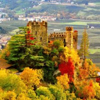 Castle on city background