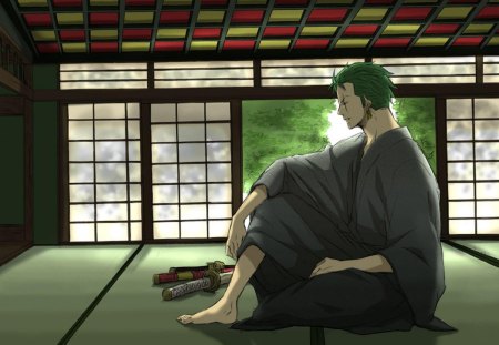 Zoro Roronoa - anime, one piece, swords, zoro, weapons, green hair, male, roronoa zoro, zoro roronoa