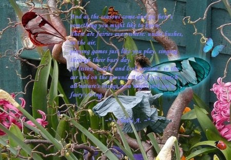 Fairies - fairies, flowers, poem, trees