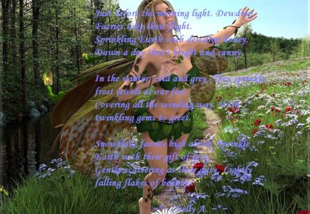 Blossom fae - fairy, poem, trees, flowery place