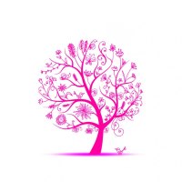 Pink Tree With Birds