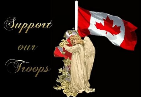 Support our troops - flag, freedom, angel, canada, support, troops