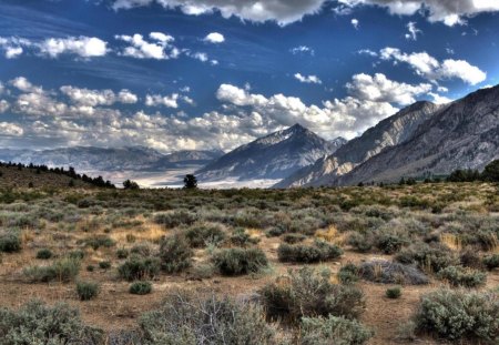 superb landscape - plains, mountains, clouds, grass