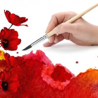 Painting red tulips