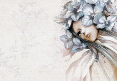 Fantasy Flower Girl - girl, fantasy, cg, flower