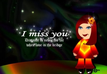 I Miss you :) - anime, girl, rainbows, stars, love, miss