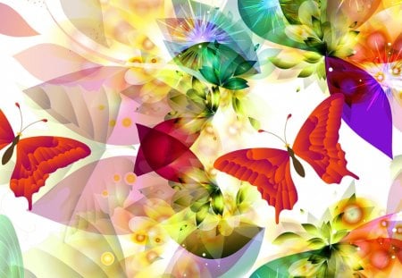 Butterfly Retreat - papillon, abstract, colorful, nature, bright, butterflies, butterfly, colors