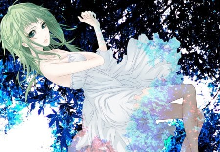 Gumi - girl, vocaloid, gumi, green hair, dress