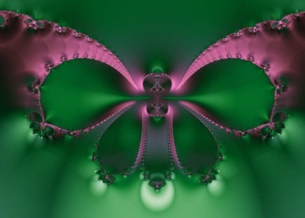 party butterfly - abstract, art, green, wings