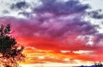 colorful sky and mountain range