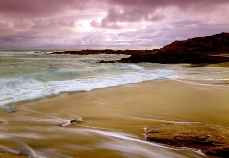 beautiful waves and clouds - beach, clouds, coast, waves