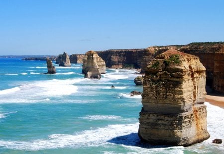 twelve apostles on the australian coast - sea, cliffs, coast, rocks