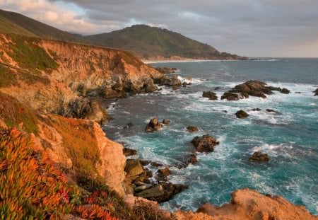 beautiful california seacoast - cliffs, sea, coast, rocks