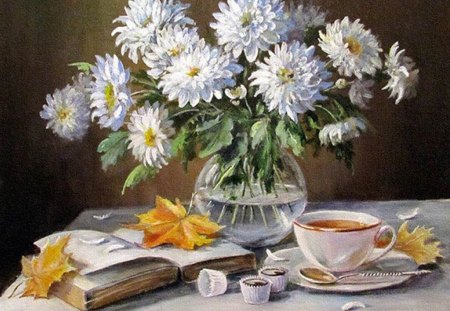 O.Vorobeva - painting, art, daisy, flower, o vorobeva