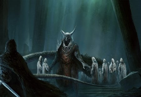 Lord of Demons - art, creepy, swords, artwork, monster, ghosts, fantasy, demon