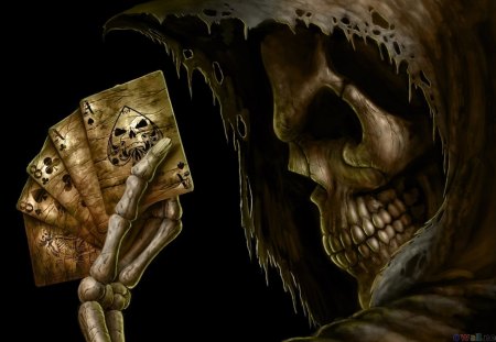 skeleton playing poker - cards, poker, fantasy, evil