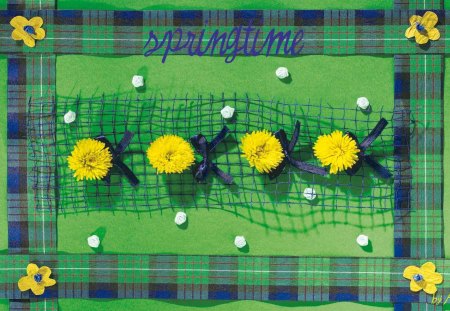 SPRING DANDELIONS - yellow, dandelions, springtime, wall hanging, flowers, daisies, green, handmade, seasons, wallpaper