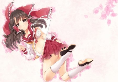 See my Bra Help Me - beauty, touhou, wall, classic, anime, reimu, new