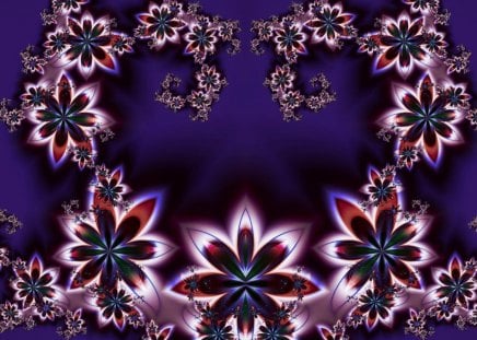 flower heart - purple, abstract, flowers, light