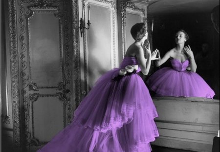 princess - woman, style, purple, accent, mirror, model