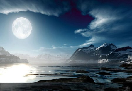 Blue Moon - moon, nature, sky, blue