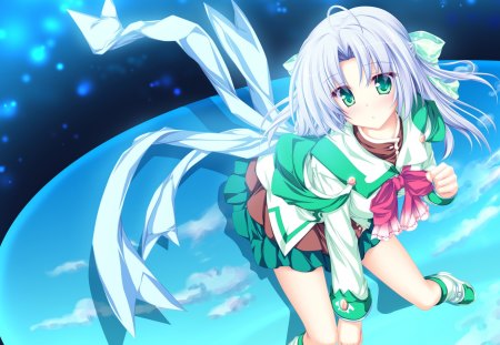 Alicia Infans - anime, anime girl, magic, blue, alicia infans, anime school girl, white, green, magus tale