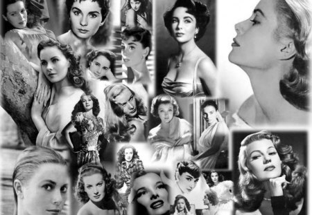 Classic Actress Collage - classic, collage, actresses, black and white, legends, hollywood