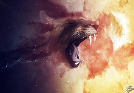 FAntasy Lion Face - face, lion, texture, fantasy, artistic