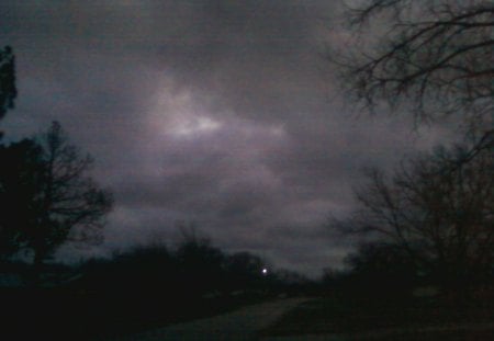 Storm Of The Night - scary, trees, dark, cloud, road, storm