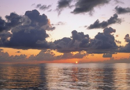 Scattered Clouds over Pacific - sky, ocean, popular, dark blouds, rain, wallpaper, sunset, nature, oceans, clouds