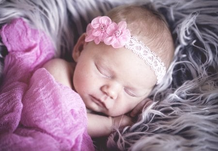 A sleeping baby ... - sleep, baby, pinc, color, flower