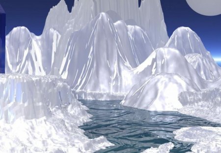 crystal mountain - white, moon, water, sky