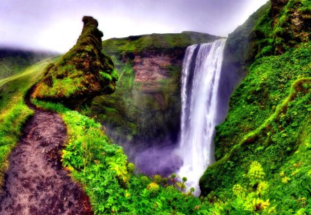 MOUNTAIN FALLS - nature, landscape, mountain, river, waterfall