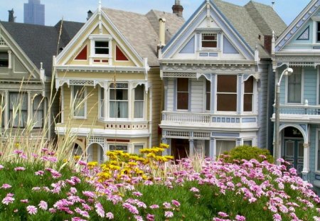 Six Sisters - San Francisco, CA - ca, houses, painted ladies, row, alamo hill, san francisco