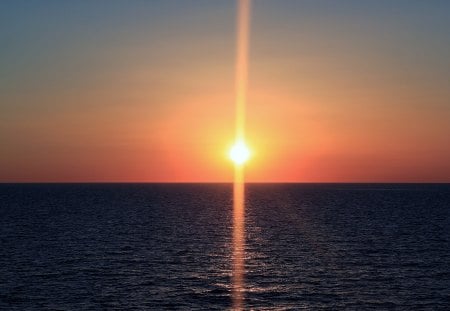 Sunset At Sea - mediterranean sea, water, nature, sea, sunsets, sun