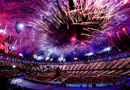 2012 London Olympics Opening Ceremony - firworks, london, opening ceremony, london olympics, 2012