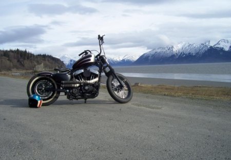 Harley Davidson In Alaska - ocean, bike, alaska, water, harley davidson