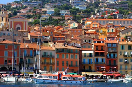 beautiful colorful coastal town - hill, toen, boats, sea, coast