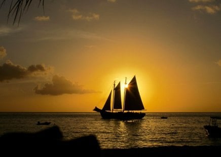 Saint Vincent and the Granadines - sunset, sailboat, sea, granadines, sun