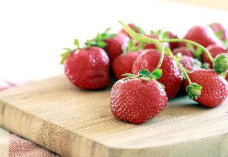 Strawberries... - strawberries, slat, wooden, red, color