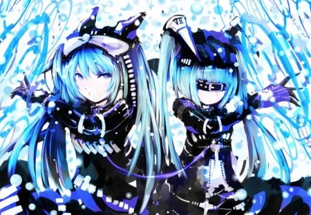 Vocaloid - hatsune miku, tone g, blindfold belt, vocaloid, blue, wire, miku hatsune