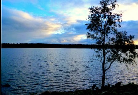 Lake - serene, lake, water, sunset, nature, calm