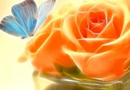 Butterfly_n_Roses - art, butterfly, abstract, flowers