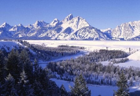 winter scenery - mountains, trees, nature, snow