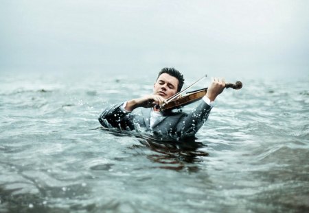 Musician - water, violin, ocean, musician